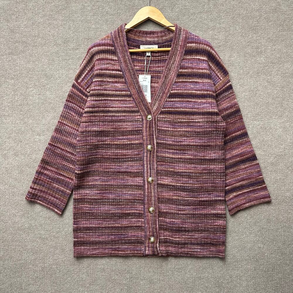 L*Space Demi Cardigan Sundown Space Dye Striped Knit Button Front Sweater XS/S